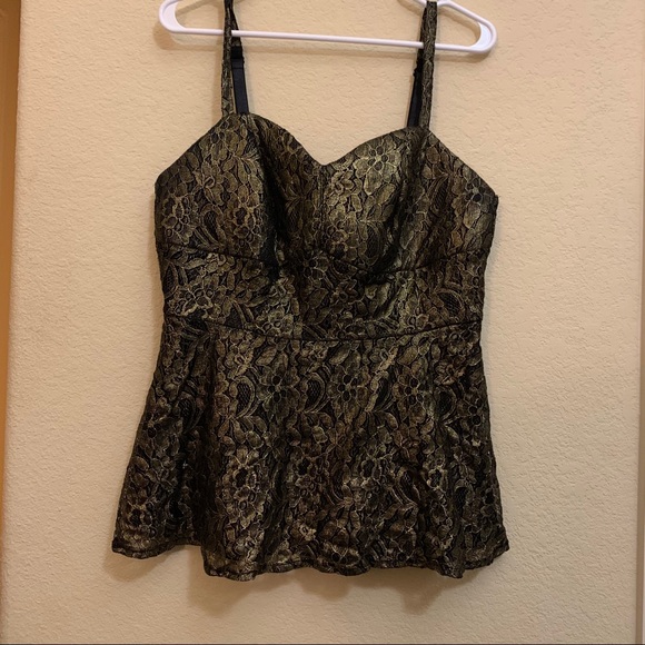 Size zero torrid black and gold tank top - Picture 1 of 5